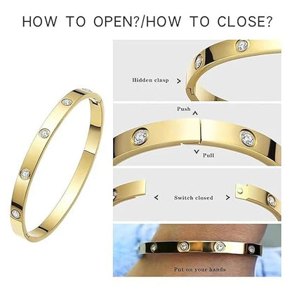 Gold color bracelet with Stone