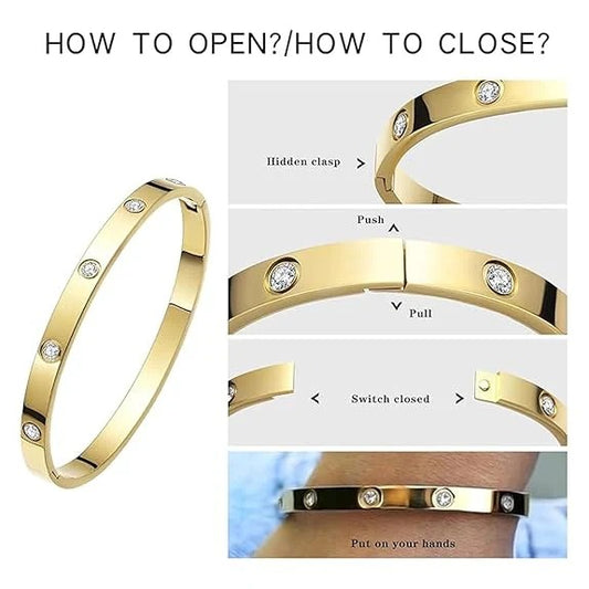 Gold color bracelet with Stone